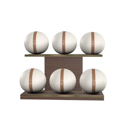 PENT. MOXA Set Ultimate - In Gold - Set of 6 Medicine Balls on Horizontal Wooden Stand - 4, 8, 12, 16, 20, 24 KG