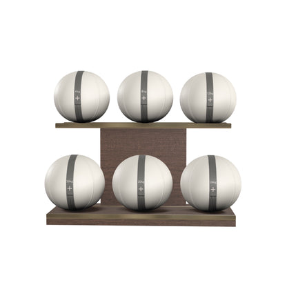 PENT. MOXA Set Ultimate - In Gold - Set of 6 Medicine Balls on Horizontal Wooden Stand - 4, 8, 12, 16, 20, 24 KG