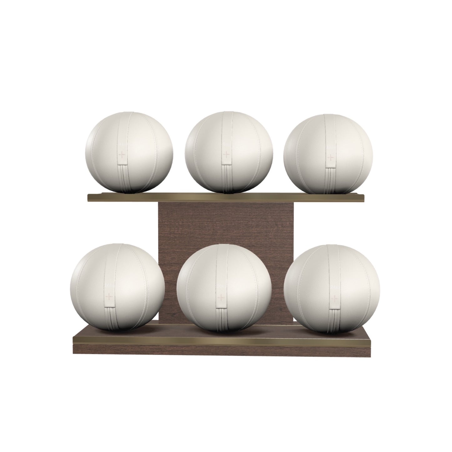 PENT. MOXA Set Ultimate - In Gold - Set of 6 Medicine Balls on Horizontal Wooden Stand - 4, 8, 12, 16, 20, 24 KG