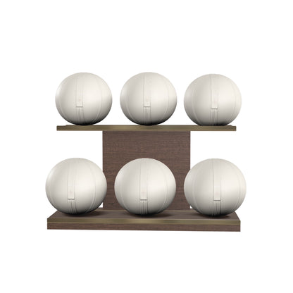 PENT. MOXA Set Ultimate - In Gold - Set of 6 Medicine Balls on Horizontal Wooden Stand - 4, 8, 12, 16, 20, 24 KG