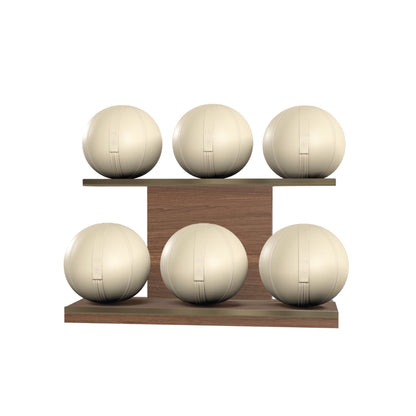 PENT. MOXA Set Ultimate - In Gold - Set of 6 Medicine Balls on Horizontal Wooden Stand - 4, 8, 12, 16, 20, 24 KG