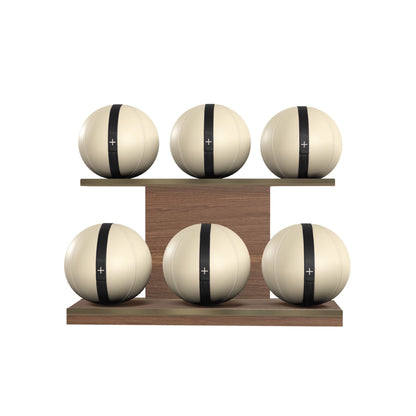 PENT. MOXA Set Ultimate - In Gold - Set of 6 Medicine Balls on Horizontal Wooden Stand - 4, 8, 12, 16, 20, 24 KG