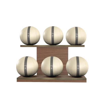 PENT. MOXA Set Ultimate - In Gold - Set of 6 Medicine Balls on Horizontal Wooden Stand - 4, 8, 12, 16, 20, 24 KG
