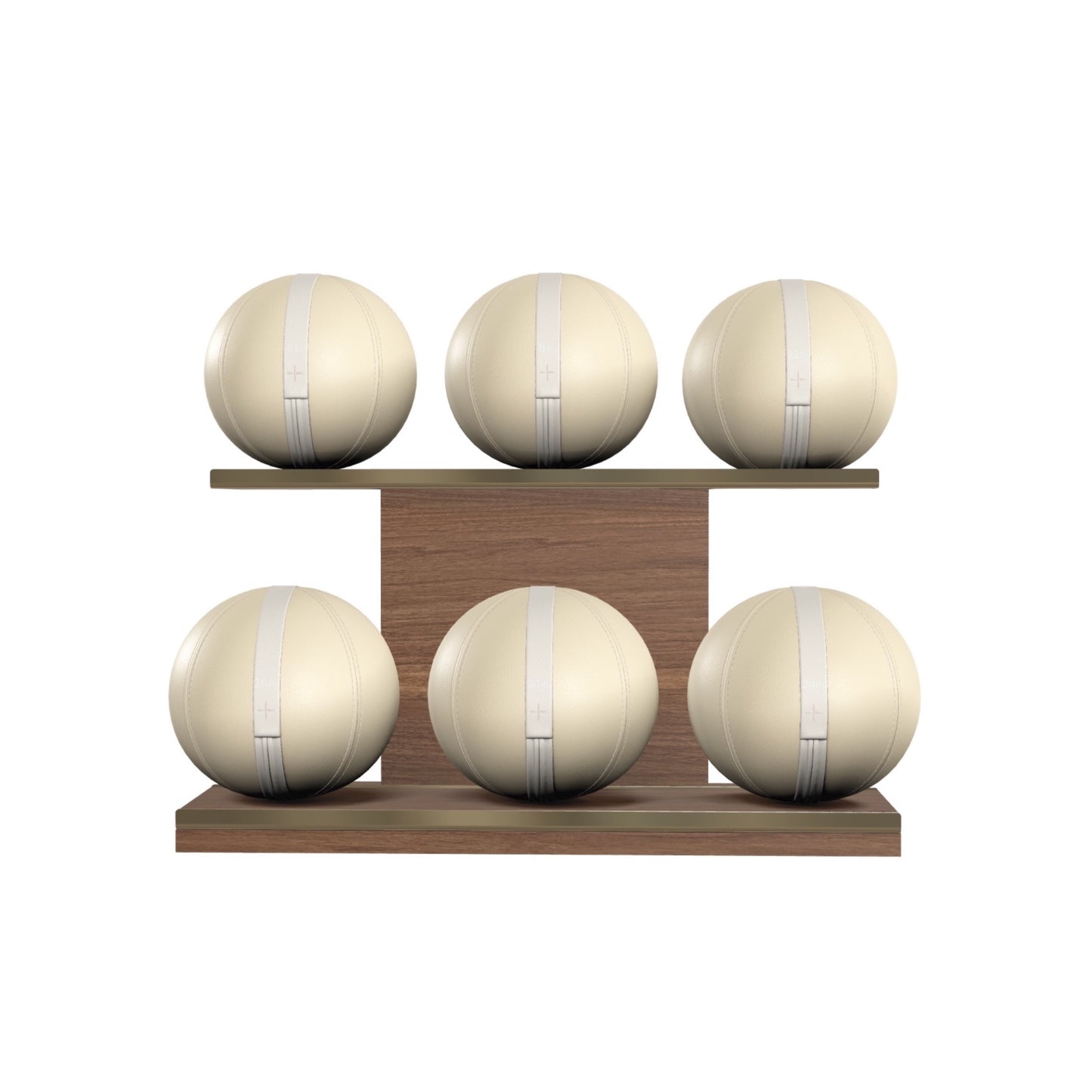 PENT. MOXA Set Ultimate - In Gold - Set of 6 Medicine Balls on Horizontal Wooden Stand - 4, 8, 12, 16, 20, 24 KG