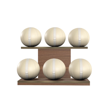 PENT. MOXA Set Ultimate - In Gold - Set of 6 Medicine Balls on Horizontal Wooden Stand - 4, 8, 12, 16, 20, 24 KG
