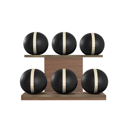 PENT. MOXA Set Ultimate - In Gold - Set of 6 Medicine Balls on Horizontal Wooden Stand - 4, 8, 12, 16, 20, 24 KG