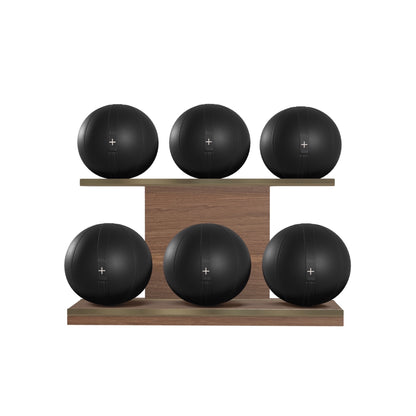 PENT. MOXA Set Ultimate - In Gold - Set of 6 Medicine Balls on Horizontal Wooden Stand - 4, 8, 12, 16, 20, 24 KG