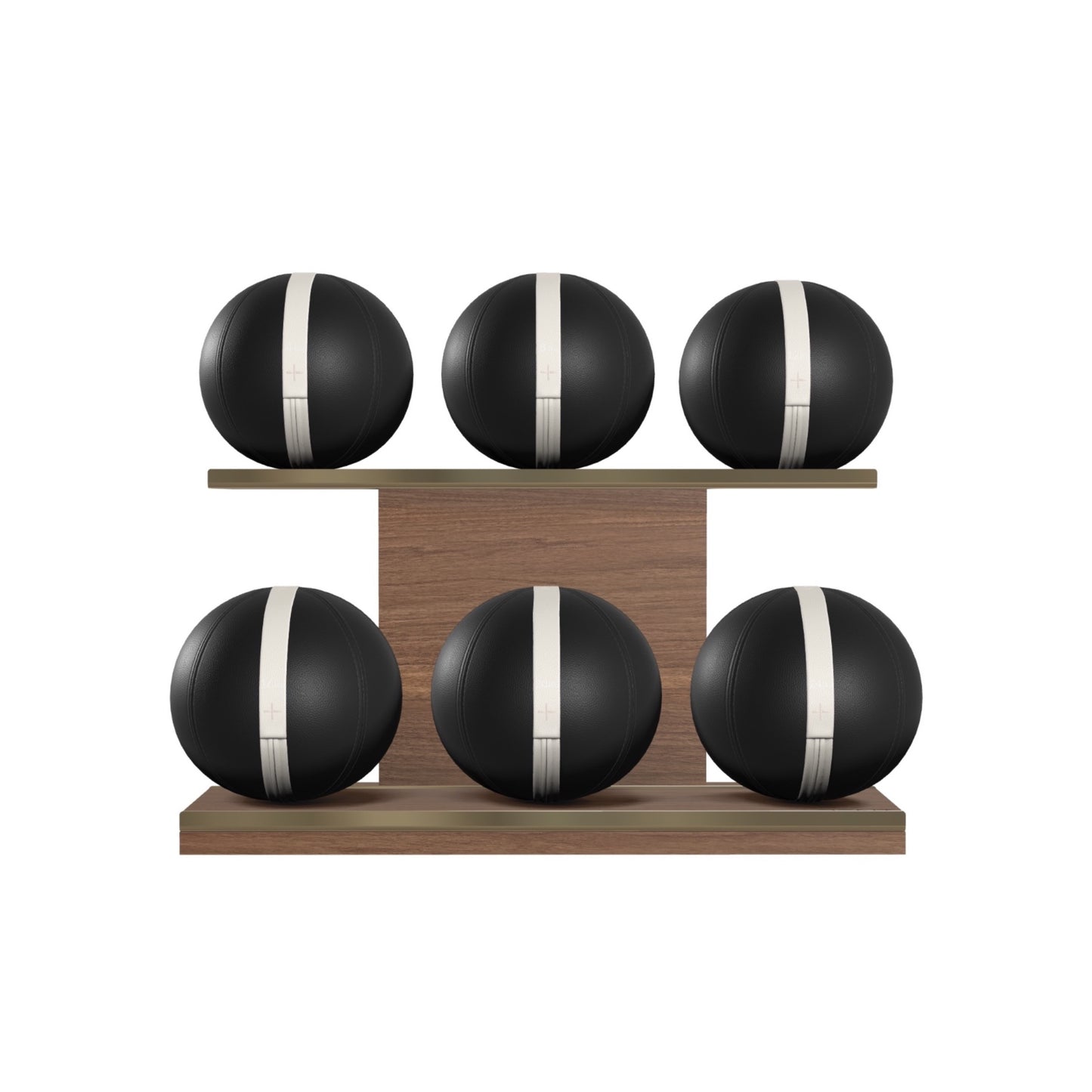PENT. MOXA Set Ultimate - In Gold - Set of 6 Medicine Balls on Horizontal Wooden Stand - 4, 8, 12, 16, 20, 24 KG