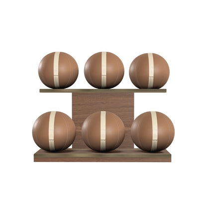 PENT. MOXA Set Ultimate - In Gold - Set of 6 Medicine Balls on Horizontal Wooden Stand - 4, 8, 12, 16, 20, 24 KG