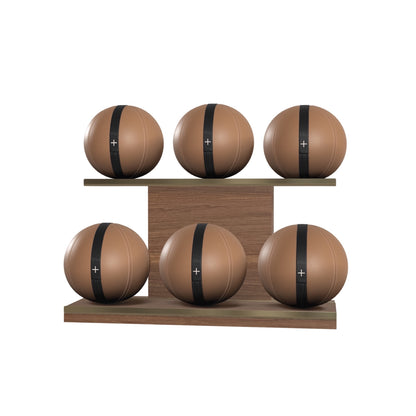 PENT. MOXA Set Ultimate - In Gold - Set of 6 Medicine Balls on Horizontal Wooden Stand - 4, 8, 12, 16, 20, 24 KG