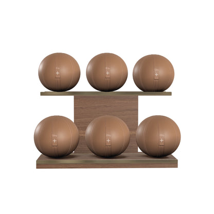 PENT. MOXA Set Ultimate - In Gold - Set of 6 Medicine Balls on Horizontal Wooden Stand - 4, 8, 12, 16, 20, 24 KG