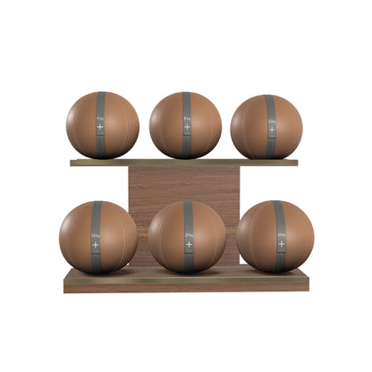 PENT. MOXA Set Ultimate - In Gold - Set of 6 Medicine Balls on Horizontal Wooden Stand - 4, 8, 12, 16, 20, 24 KG