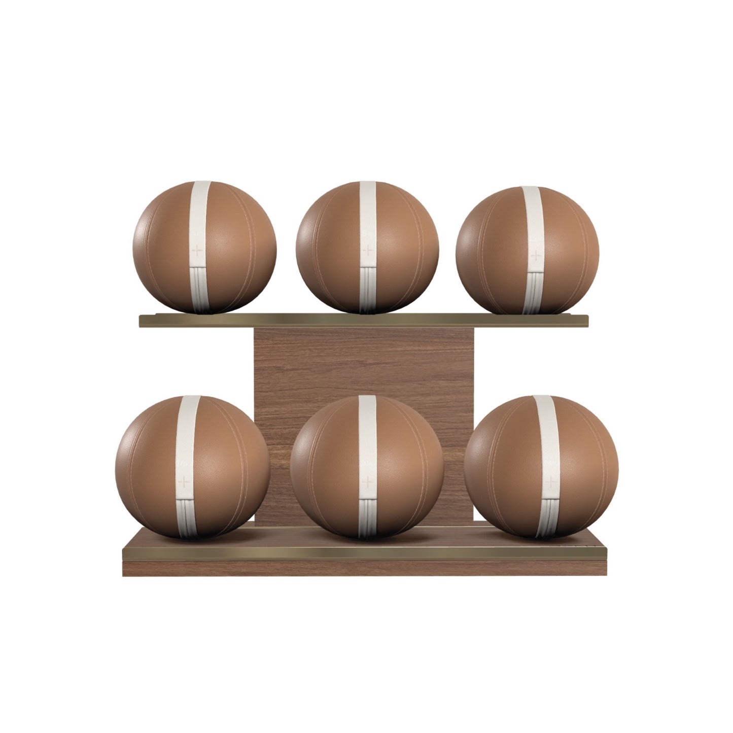 PENT. MOXA Set Ultimate - In Gold - Set of 6 Medicine Balls on Horizontal Wooden Stand - 4, 8, 12, 16, 20, 24 KG