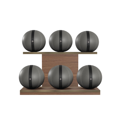 PENT. MOXA Set Ultimate - In Gold - Set of 6 Medicine Balls on Horizontal Wooden Stand - 4, 8, 12, 16, 20, 24 KG