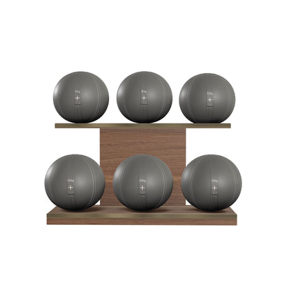 PENT. MOXA Set Ultimate - In Gold - Set of 6 Medicine Balls on Horizontal Wooden Stand - 4, 8, 12, 16, 20, 24 KG