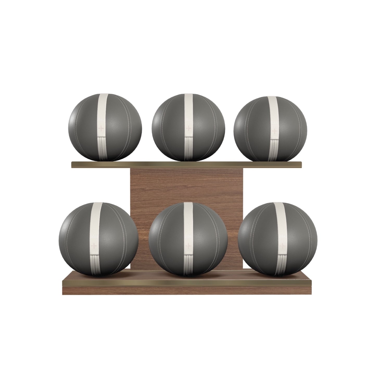 PENT. MOXA Set Ultimate - In Gold - Set of 6 Medicine Balls on Horizontal Wooden Stand - 4, 8, 12, 16, 20, 24 KG