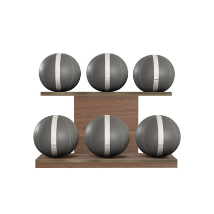 PENT. MOXA Set Ultimate - In Gold - Set of 6 Medicine Balls on Horizontal Wooden Stand - 4, 8, 12, 16, 20, 24 KG