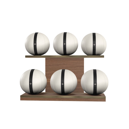 PENT. MOXA Set Ultimate - In Gold - Set of 6 Medicine Balls on Horizontal Wooden Stand - 4, 8, 12, 16, 20, 24 KG