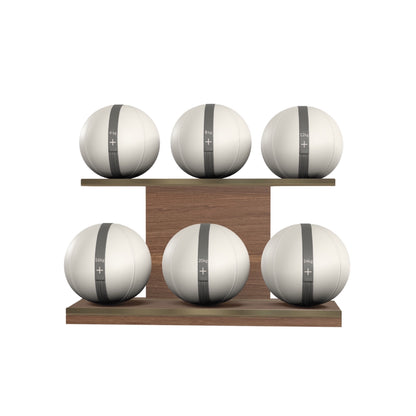 PENT. MOXA Set Ultimate - In Gold - Set of 6 Medicine Balls on Horizontal Wooden Stand - 4, 8, 12, 16, 20, 24 KG