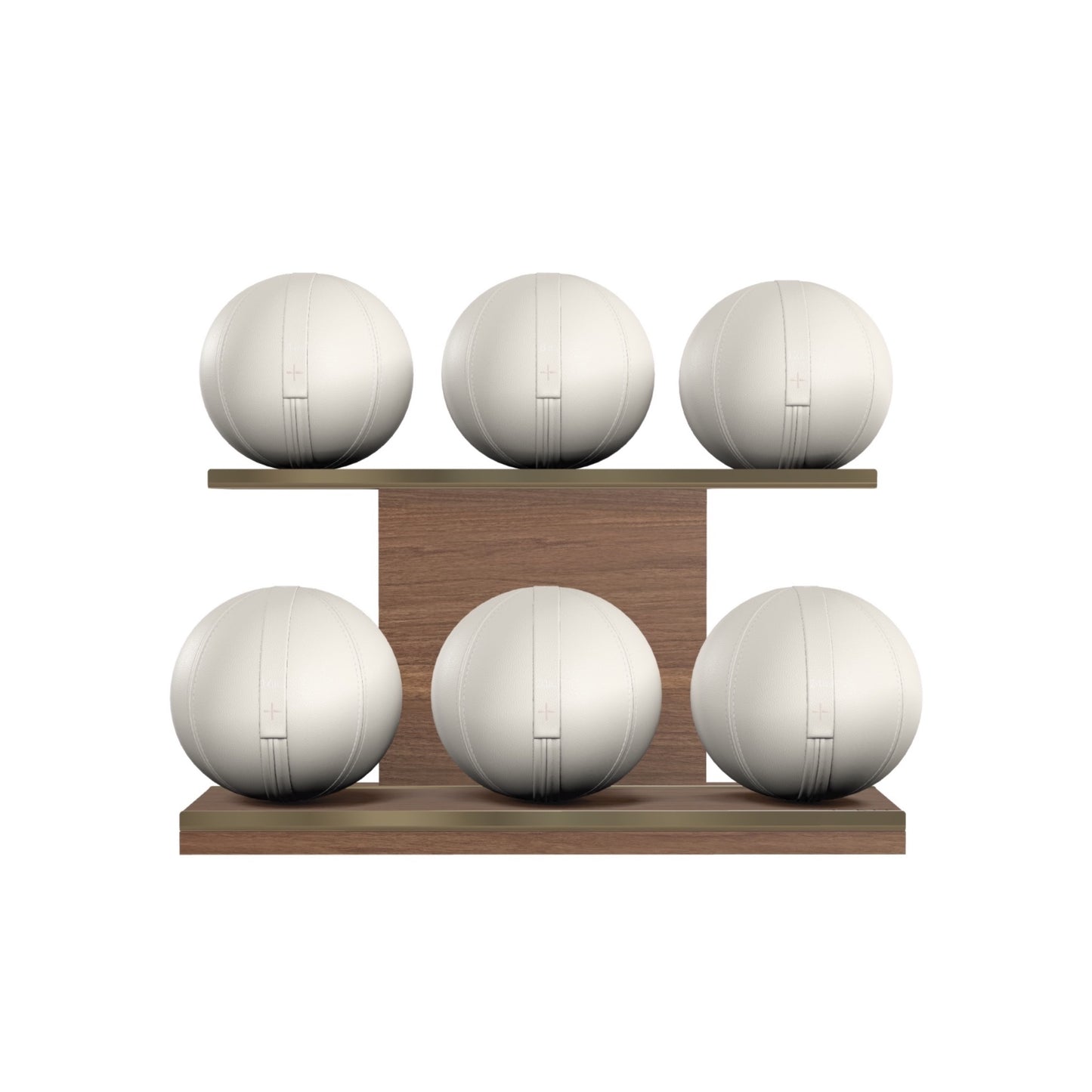 PENT. MOXA Set Ultimate - In Gold - Set of 6 Medicine Balls on Horizontal Wooden Stand - 4, 8, 12, 16, 20, 24 KG