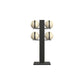 Luxury fitness equipment,  4 leather medicine ball on vertical wooden stand, handcrafted with premium Italian beige leather and natural black ash wood. PENT. MOXA Set