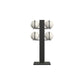 Luxury fitness equipment,  4 leather medicine ball on vertical wooden stand, handcrafted with premium Italian white leather and natural black ash wood. PENT. MOXA Set