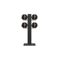 Luxury fitness equipment,  4 leather medicine ball on vertical wooden stand, handcrafted with premium Italian black leather and natural black ash wood. PENT. MOXA Set