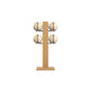 Luxury fitness equipment,  4 leather medicine ball on vertical wooden stand, handcrafted with premium Italian beige leather and natural oak wood. PENT. MOXA Set