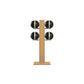Luxury fitness equipment,  4 leather medicine ball on vertical wooden stand, handcrafted with premium Italian black leather and natural oak wood. PENT. MOXA Set
