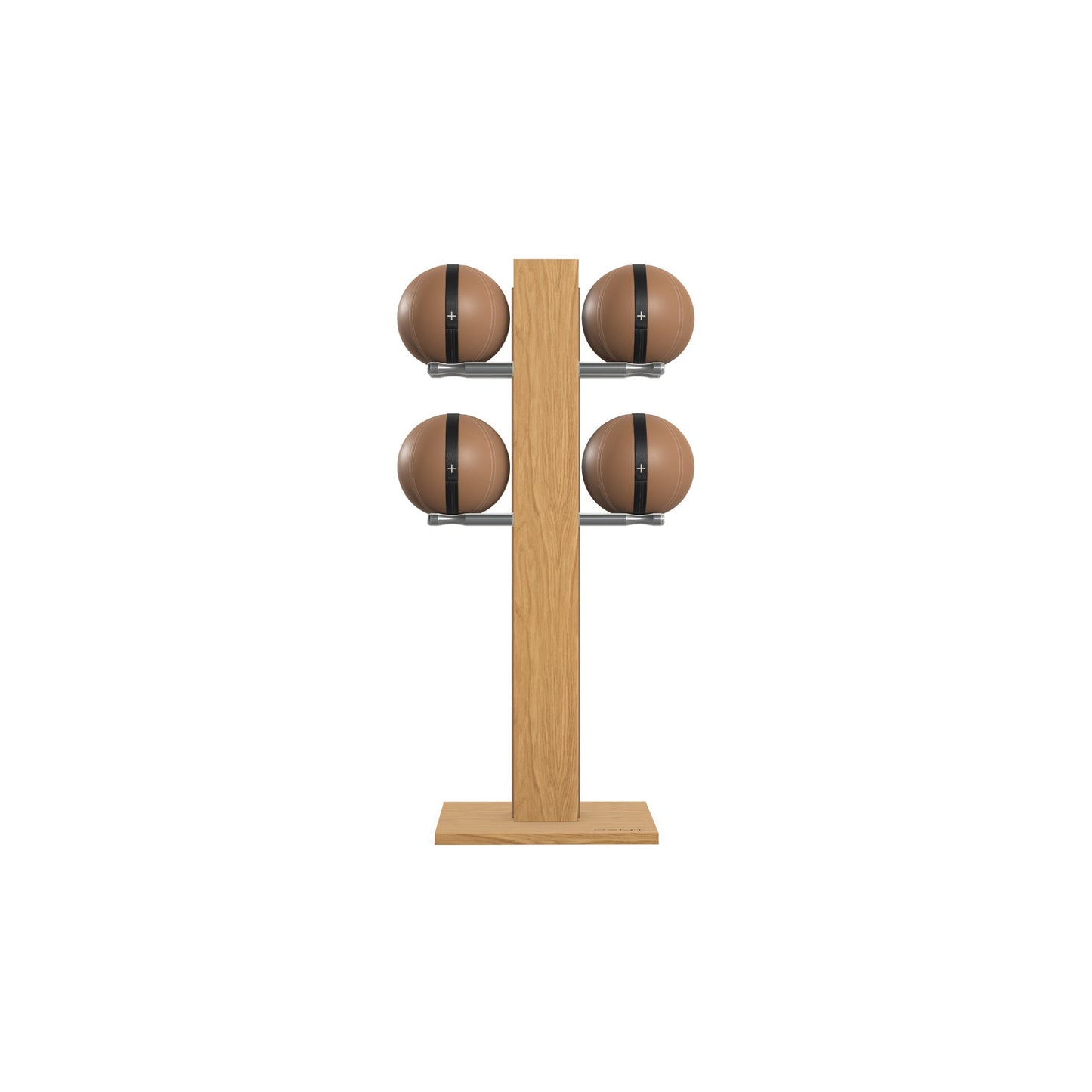 MOXA Set - Set of Leather Medicine Balls on Vertical Wooden Stand