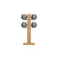 Luxury fitness equipment,  4 leather medicine ball on vertical wooden stand, handcrafted with premium Italian grey leather and natural oak wood. PENT. MOXA Set