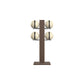 Luxury fitness equipment,  4 leather medicine ball on vertical wooden stand, handcrafted with premium Italian beige leather and dark walnut wood. PENT. MOXA Set