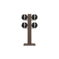 Luxury fitness equipment,  4 leather medicine ball on vertical wooden stand, handcrafted with premium Italian black leather and dark walnut wood. PENT. MOXA Set