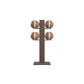 Luxury fitness equipment,  4 leather medicine ball on vertical wooden stand, handcrafted with premium Italian brown leather and dark walnut wood. PENT. MOXA Set