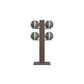 Luxury fitness equipment,  4 leather medicine ball on vertical wooden stand, handcrafted with premium Italian grey leather and dark walnut wood. PENT. MOXA Set