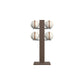 Luxury fitness equipment,  4 leather medicine ball on vertical wooden stand, handcrafted with premium Italian white leather and dark walnut wood. PENT. MOXA Set