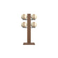 Luxury fitness equipment,  4 leather medicine ball on vertical wooden stand, handcrafted with premium Italian beige leather and natural walnut wood. PENT. MOXA Set