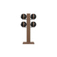 Luxury fitness equipment,  4 leather medicine ball on vertical wooden stand, handcrafted with premium Italian black leather and natural walnut wood. PENT. MOXA Set