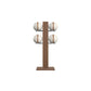 Luxury fitness equipment,  4 leather medicine ball on vertical wooden stand, handcrafted with premium Italian white leather and natural walnut wood. PENT. MOXA Set