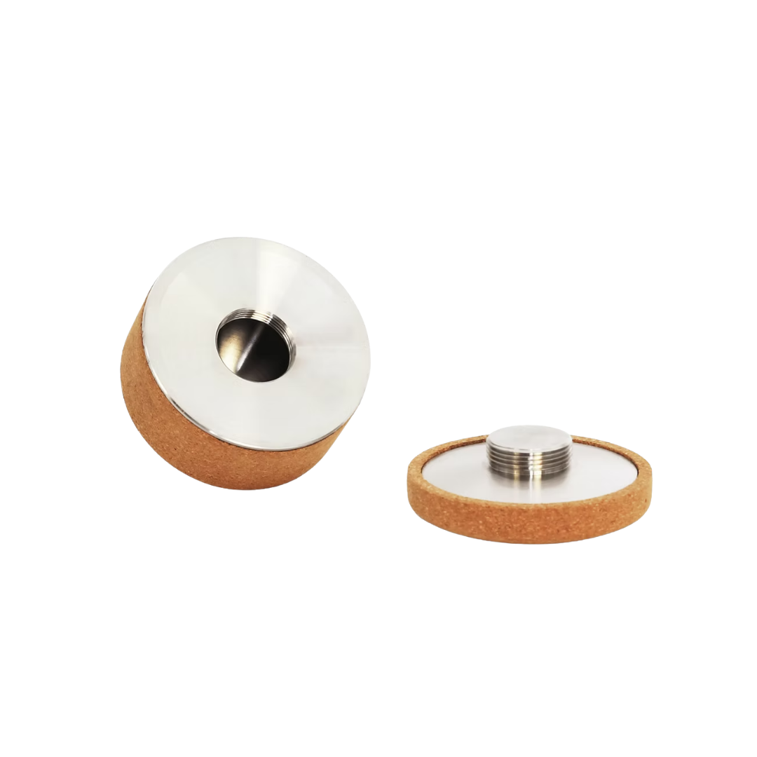 Stainless steel core visible at edge of cork Kenko Massage Ball.