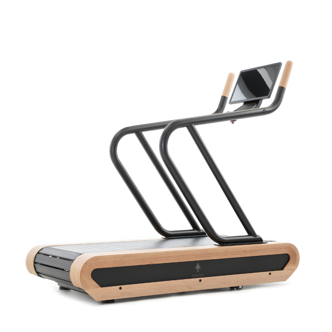 Compact treadmill with premium wooden finish