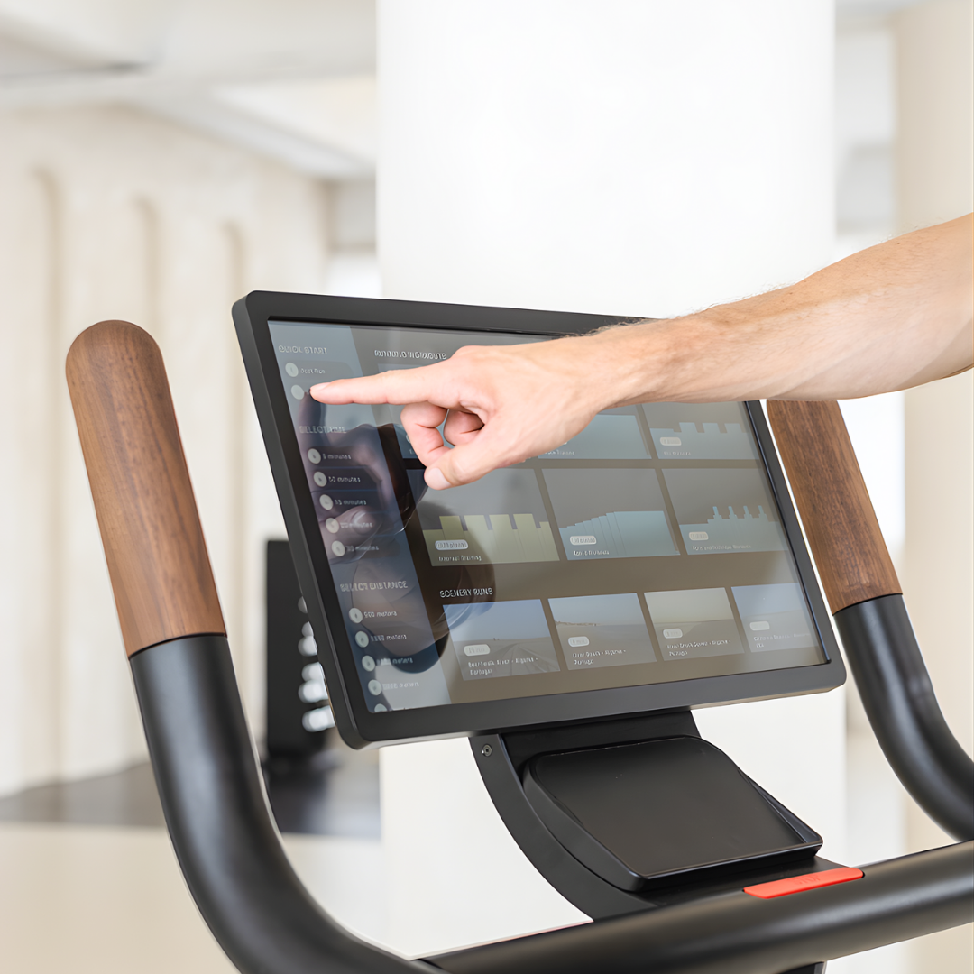 Close-up of solid wood treadmill frame