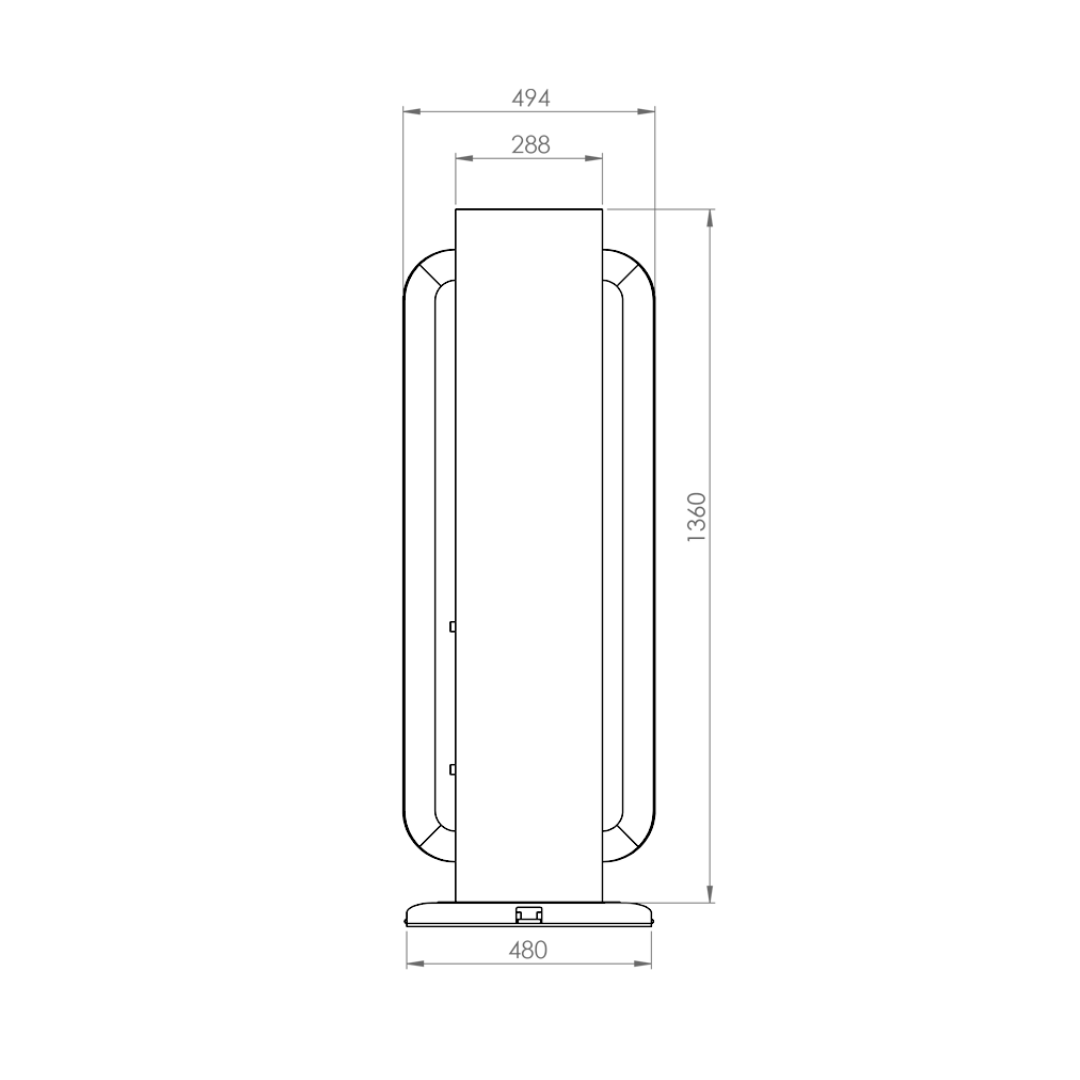 Dimensional overview of the NOHRD StepTower indicating height, width, and depth measurements.