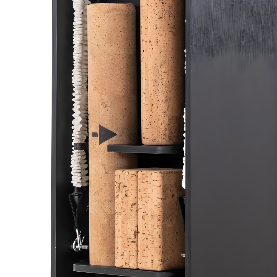 Detail view of the yoga accessories on the NOHRD StepTower.