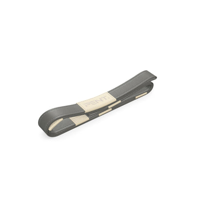 Luxury yoga equipment, handmade yoga strap with luxurious natural Italian leather. Customize in grey base leather and beige accent leather. PENT. PASA - Luxury Leather Yoga Strap