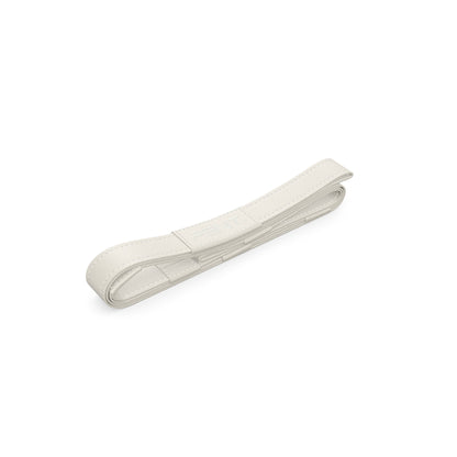 Luxury yoga equipment, handmade yoga strap with luxurious natural Italian leather. Customize in white base & accent leather. PENT. PASA - Luxury Leather Yoga Strap