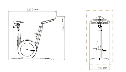 Dimension images of PENT. HANIA, Luxury home gym equipment, Exercise bike