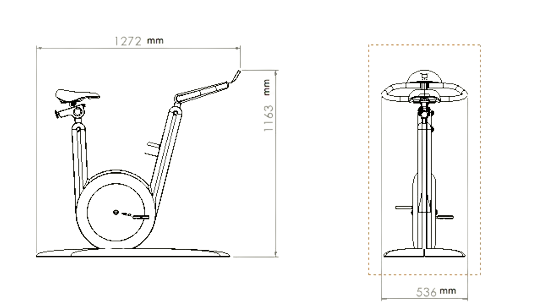 Dimension images of PENT. HANIA, Luxury home gym equipment, Exercise bike