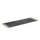 Luxurious fitness equipment, premium exercise mat handcrafted with natural wood and genuine Italian leather, in default black color. PENT. MATA