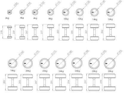 PENT. COLMIA Dimension images for dumbbell.